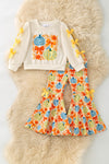 Bow & pumpkin printed on ivory & printed bottoms. OFG61137 SOL