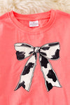 OFG41421 SOL: Cow Coquette printed bow with bell bottoms.