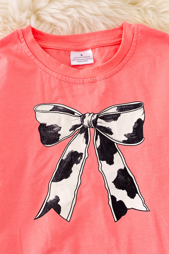 OFG41421 SOL: Cow Coquette printed bow with bell bottoms.