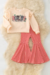 Howdy Christmas pullover sweatshirt & red checkered bell bottoms. OFG61138 sol
