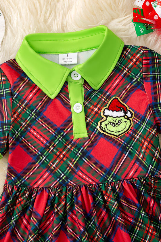 Plaid Christmas character dress. DRG56719 SOL