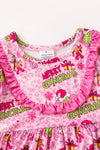 Pink cheetah christmas character printed girls 2 piece set. OFG61536 MON