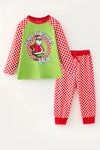 Merry Christmas Bru" checkered printed boys pajamas. PJB60017 SOL