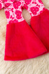 Valentines-Heart printed girls tunic with ruffle trim & bell bottoms. OFG60189 AMY❤️