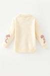Horseshoe knit sweater w/ pink bow on sleeves. TPG60533 JEAN
