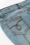 Bootcut denim pants w/ adjustable waistband. PNG60324 SOL