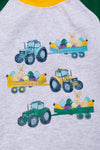Easter construction zone" Gray romper w/green sleeves. RPB20144001 AMY