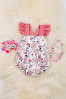  Lovely Easter bunny printed white onesie with snaps. RPG20204001 WENDY