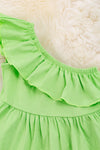Lemon green cold shoulder dress. DRG20204008 AMY
