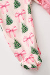 Christmas tree printed baby romper with pink trim. RPG61439 SOL