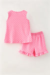 Pink checkered printed top & shorts. OFG62616 AMY