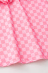 Pink checkered printed top & shorts. OFG62616 AMY