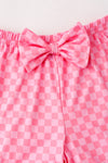 Pink checkered printed top & shorts. OFG62616 AMY