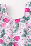 Pink strawberry printed girls swimsuit. SWG60182 AMY