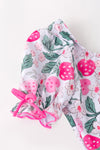 Pink strawberry printed girls swimsuit. SWG60182 AMY