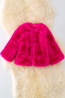  TPG40415 amy: Fuchsia faux fur cozy jacket.