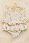 Smocked ruffle onesie with snaps. RPG20204003 SOL