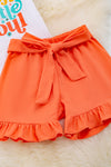Happy Soul" Angel sleeve top & orange shorts with ruffle hem. OFG25114034 wendy