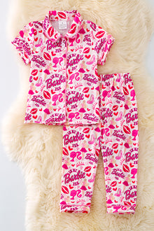  PJG40115 SOL: Checkered character printed pajama set.