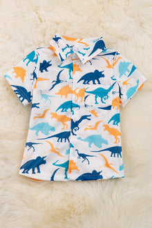  Dino button up boys shirt with collar. TPB25134002 wendy