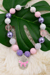 Purple & pink bubble necklace with Egg rhinestone pendant. 3pcs/$15.00 ACG20134007 M