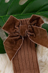 Knee High-baby socks with cute faux velvet bow. (3pcs/$11.25)Sock-2024a