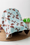 Lt. Blue w/minky brown fabric western baby blanket. BKB50027 S