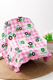 J*hn deer gingham baby blanket. 35"X35" BKG50051
