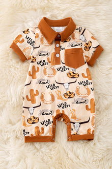  🎍(Western) Wild West Bamboo fabric baby romper. RPB50297