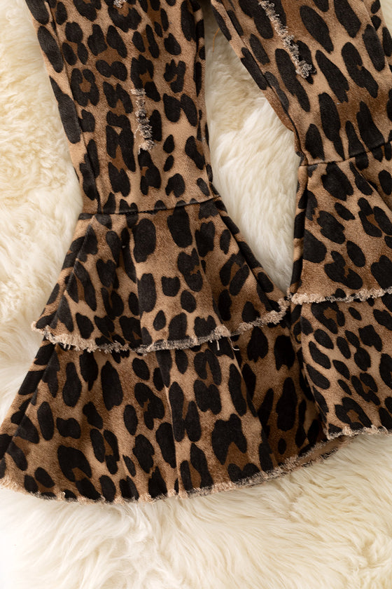 Leopard double layer denim pants w/adjustable waistband. PNG65153029 SOL