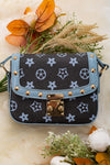 Charcoal / dusty blue spike detail crossbody purse. BBG65153025 M