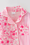 Pink half floral half stripe printed girls pajamas. PJG60439 JEAN