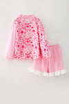 Pink half floral half stripe printed girls pajamas. PJG60439 JEAN