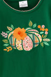 Dark green ruffle sleeve top and floral leggings. OFG61951 SOL