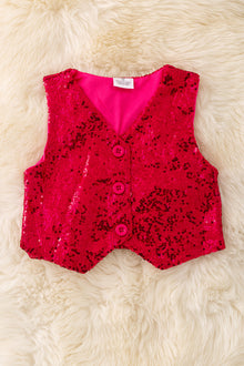  Fuchsia sequins button up vest. TPG50021 JEANNE