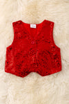 RED sequins button up vest. TPG50022 AMY