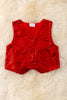 RED sequins button up vest. TPG50022 AMY