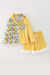 Half Lemon half stripe printed girls pajamas. PJG60440 AMY