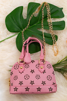  Pink with brown star printed half moon crossbody purse. BBG65203031 M