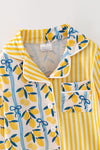 Half Lemon half stripe printed girls pajamas. PJG60440 AMY