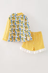 Half Lemon half stripe printed girls pajamas. PJG60440 AMY