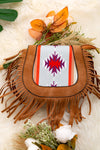 Cute Girls aztec crossbody purse with fringe. (L 7IN X W 2.5IN X H 6IN) BBG40002 M