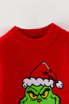 Red Merry Grin**mas knit sweater with applique detail. TPG60427 Sol