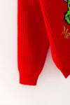 Red Merry Grin**mas knit sweater with applique detail. TPG60427 Sol