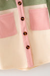 Green, Ivory & pink long sleeve button up shirt. TPG60593 SOL