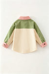 Green, Ivory & pink long sleeve button up shirt. TPG60593 SOL