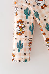 Western duck printed romper with mint fold over footie. RPB60577 SOL