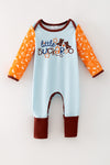Little Buckaroo" western printed baby romper w/ fold over footie. RPB60578 AMY