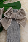 Knee High-baby socks with cute faux velvet bow. (3pcs/$11.25)Sock-2024a