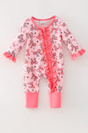 Bow printed baby onesie with fold over footie.  RPG62913 JEAN